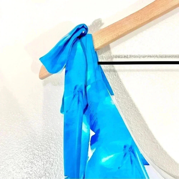 Palms Away Mini Blue Palm Leaves Dress with Pockets - Picture 7 of 8